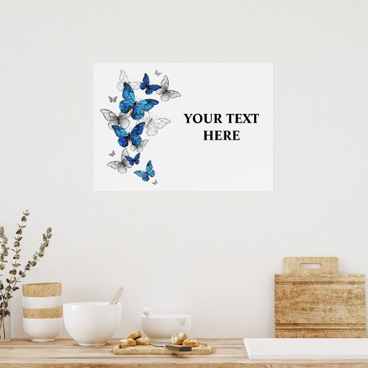 Blue Flying Butterflies Morpho Poster (Küche)