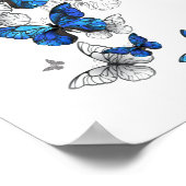 Blue Flying Butterflies Morpho Poster (Ecke)