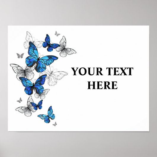 Blue Flying Butterflies Morpho Poster (Vorne)