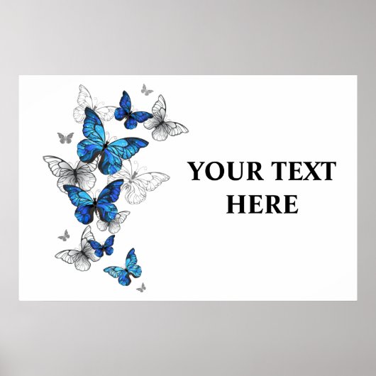 Blue Flying Butterflies Morpho Poster (Vorne)
