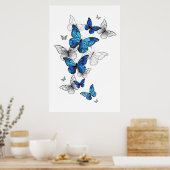 Blue Flying Butterflies Morpho Poster (Küche)