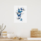 Blue Flying Butterflies Morpho Poster (Küche)