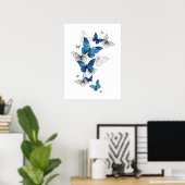Blue Flying Butterflies Morpho Poster (Heimbüro)
