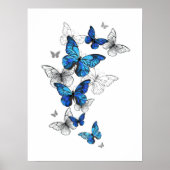 Blue Flying Butterflies Morpho Poster (Vorne)