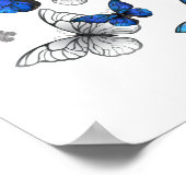 Blue Flying Butterflies Morpho Poster (Ecke)