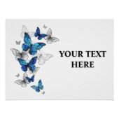 Blue Flying Butterflies Morpho Poster (Vorderseite)