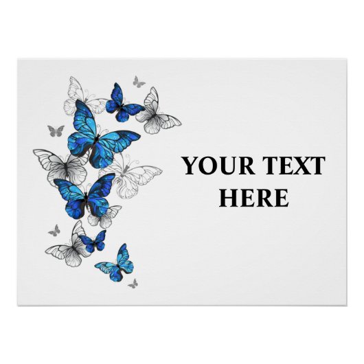 Blue Flying Butterflies Morpho Poster (Vorderseite)