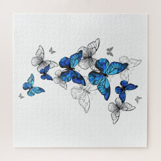 Blue Flying Butterflies Morpho Puzzle (Horizontal)