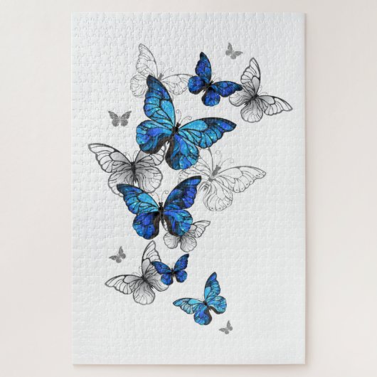 Blue Flying Butterflies Morpho Puzzle (Vertikal)