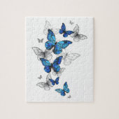 Blue Flying Butterflies Morpho Puzzle (Vertikal)