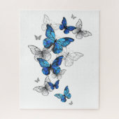 Blue Flying Butterflies Morpho Puzzle (Vertikal)
