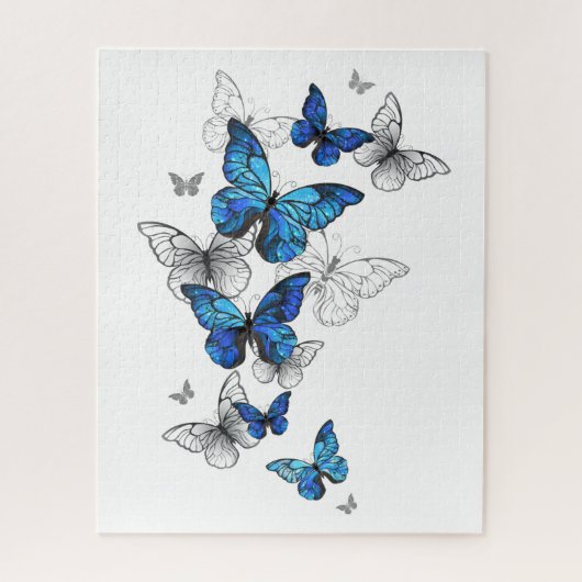 Blue Flying Butterflies Morpho Puzzle (Vertikal)