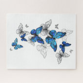 Blue Flying Butterflies Morpho Puzzle (Horizontal)