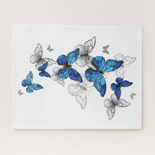 Blue Flying Butterflies Morpho Puzzle (Horizontal)