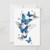 Blue Flying Butterflies Morpho RSVP Karte (Vorderseite)