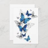 Blue Flying Butterflies Morpho RSVP Karte (Vorne/Hinten)