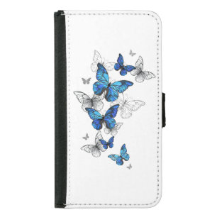 Blue Flying Butterflies Morpho Geldbeutel Hülle Für Das Samsung Galaxy S5