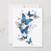 Blue Flying Butterflies Morpho Save The Date (Vorderseite)