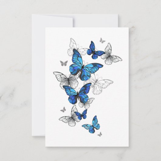 Blue Flying Butterflies Morpho Save The Date (Vorderseite)