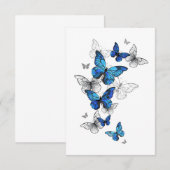 Blue Flying Butterflies Morpho Save The Date (Vorne/Hinten)