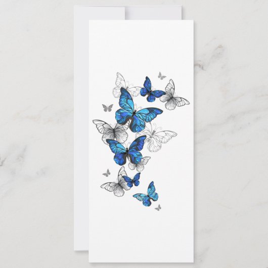 Blue Flying Butterflies Morpho Save The Date (Vorderseite)