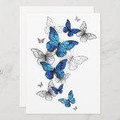 Blue Flying Butterflies Morpho Save The Date (Vorne/Hinten)
