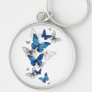 Blue Flying Butterflies Morpho Schlüsselanhänger