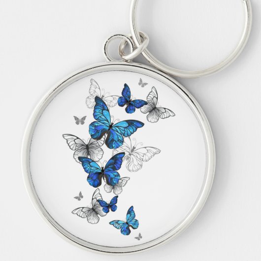 Blue Flying Butterflies Morpho Schlüsselanhänger (Vorne)