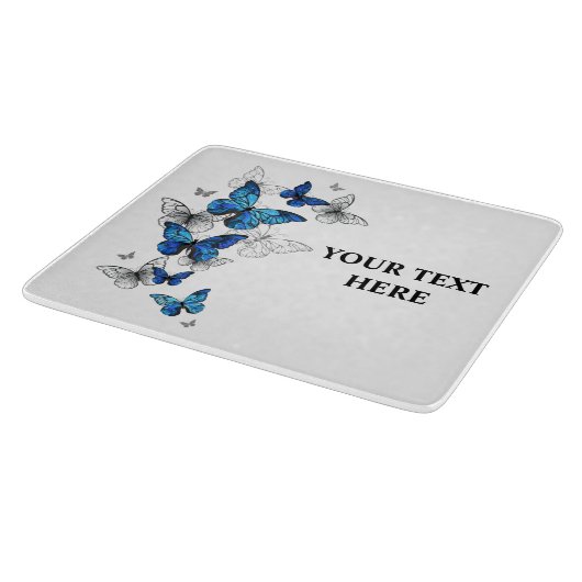 Blue Flying Butterflies Morpho Schneidebrett (Ecke)
