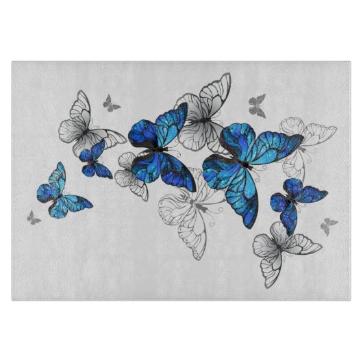 Blue Flying Butterflies Morpho Schneidebrett (Vorderseite)