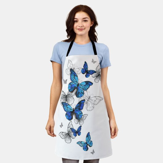 Blue Flying Butterflies Morpho Schürze (Getragen)