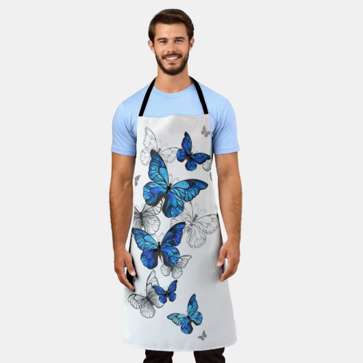 Blue Flying Butterflies Morpho Schürze (Getragen)