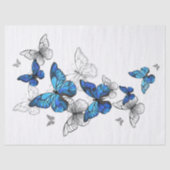 Blue Flying Butterflies Morpho Seidenpapier (Vorderseite)