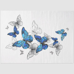 Blue Flying Butterflies Morpho Seidenpapier