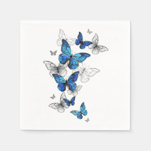 Blue Flying Butterflies Morpho Serviette