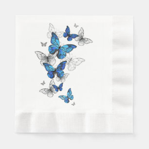 Blue Flying Butterflies Morpho Serviette