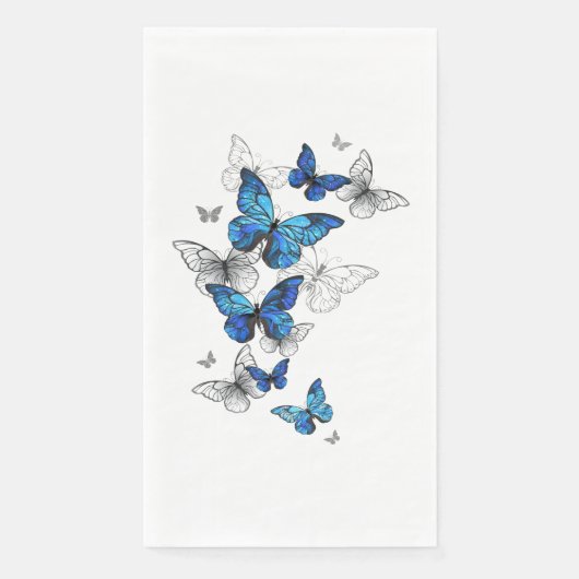 Blue Flying Butterflies Morpho Serviette (Vorderseite)