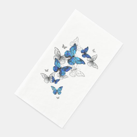Blue Flying Butterflies Morpho Serviette (Ecke)