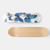 Blue Flying Butterflies Morpho Skateboard (Horizontal)