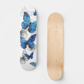 Blue Flying Butterflies Morpho Skateboard (Vorderseite)