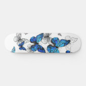 Blue Flying Butterflies Morpho Skateboard (Horizontal)