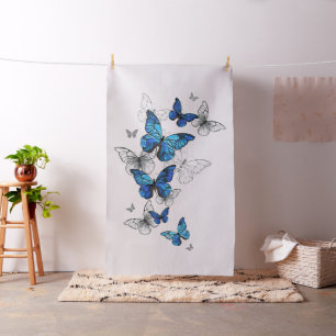 Blue Flying Butterflies Morpho Stoff