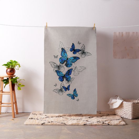 Blue Flying Butterflies Morpho Stoff (Beispiel)