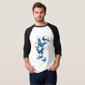 Blue Flying Butterflies Morpho T-Shirt (Vorne ganz)