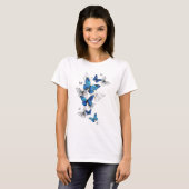 Blue Flying Butterflies Morpho T-Shirt (Vorne ganz)