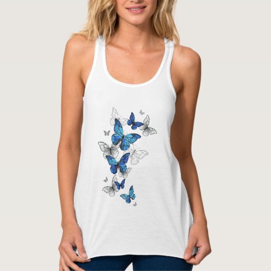 Blue Flying Butterflies Morpho Tank Top (Vorderseite)