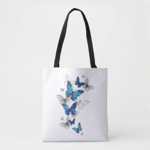 Blue Flying Butterflies Morpho Tasche