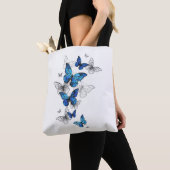 Blue Flying Butterflies Morpho Tasche (Von Nahem)