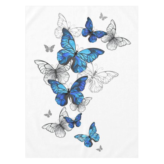 Blue Flying Butterflies Morpho Tischdecke (Vorderseite)