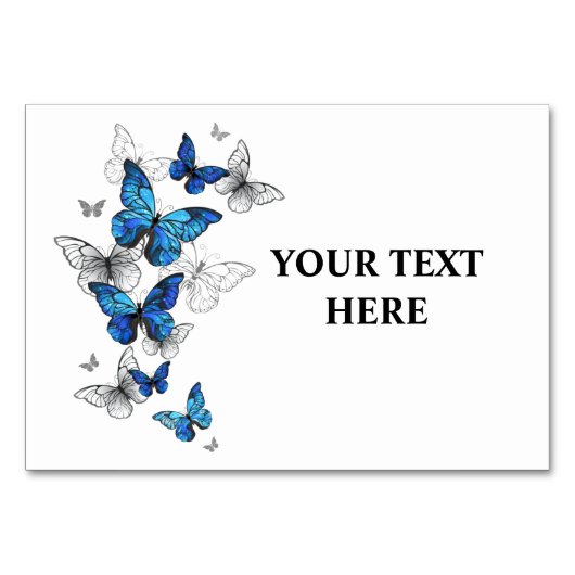 Blue Flying Butterflies Morpho Tischnummer (Vorderseite)